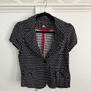 XXI Black Polka Dot Short-Sleeve Suit Jacket